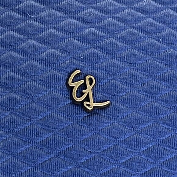 Elliot Lucca Navy Textured Lining Black Straps & Zipper Closure Tote Bag Sz L - Picture 7 of 13